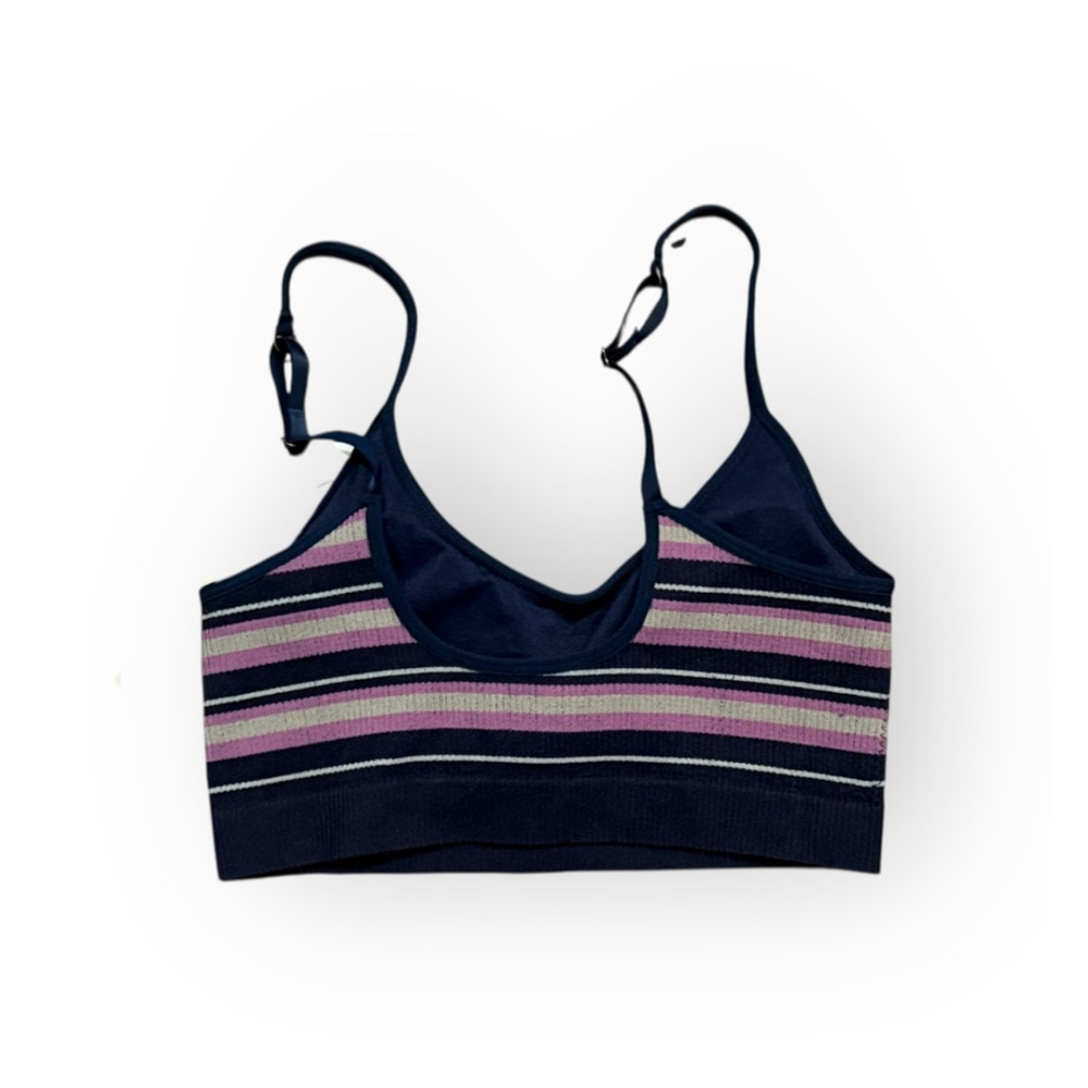 NWT Lucky Brand Women’s Padded Bralette Sports Bra Size L Striped Blue Purple - Picture 5 of 7
